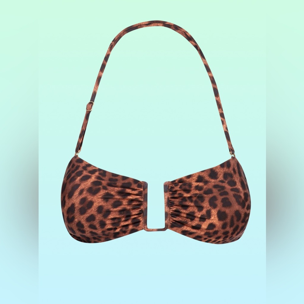NWT St. Martinique Bandeau Monday Swimwear Animal Print Bikini Top, large